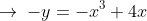 \rightarrow \; -y=-x^{3}+4x